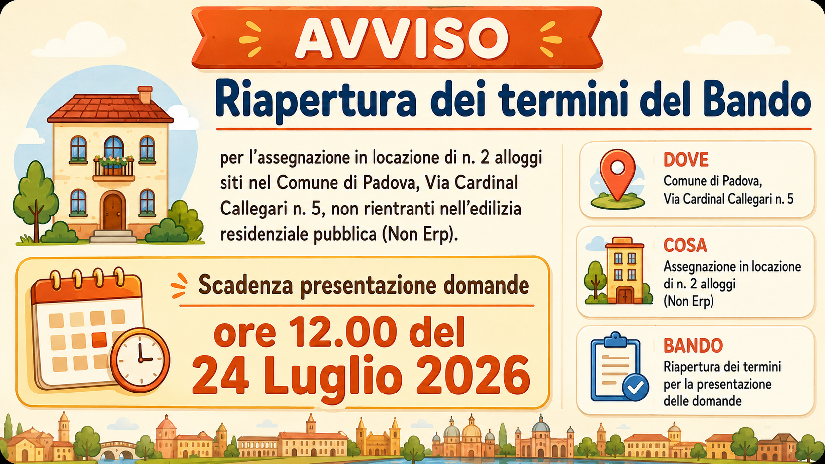 Riapertura Termini bando Casetta Berta 24.06.2026